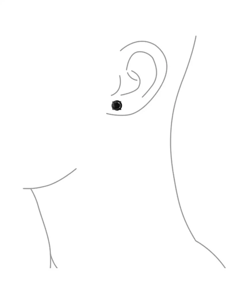 Bling Jewelry Black Round Solitaire Cubic Zirconia Stud Earrings CZ Screwback Posts Black Plated Sterling Silver 3