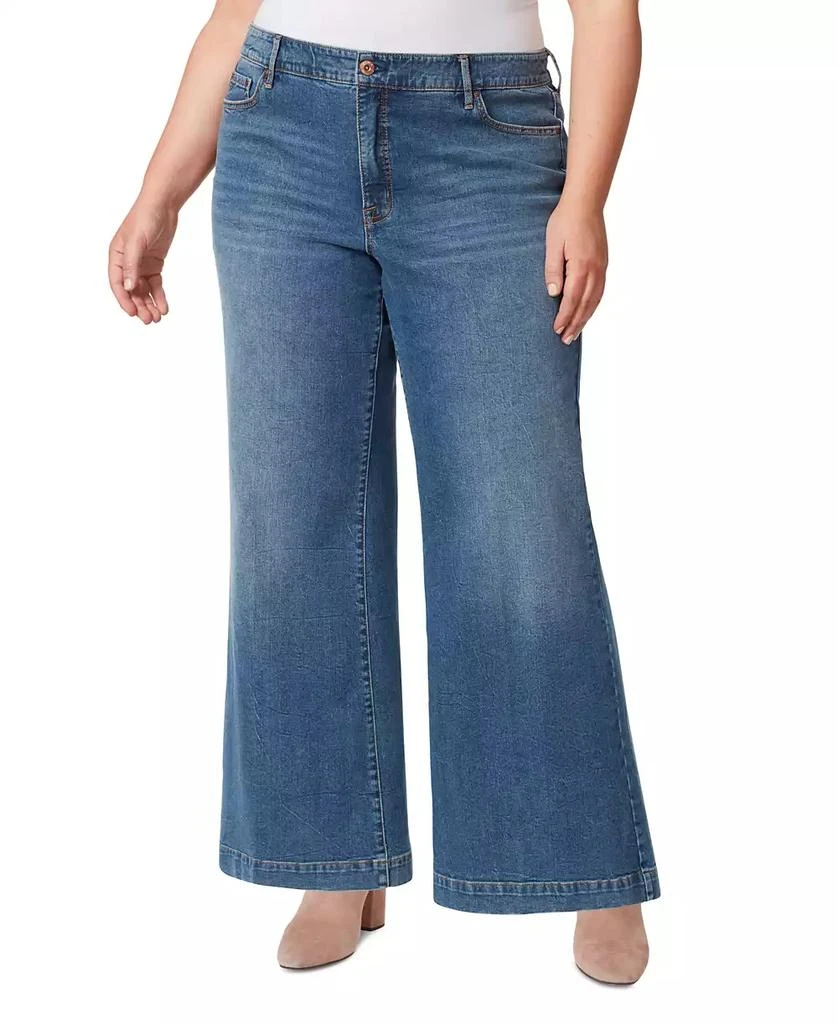 Jessica Simpson Trendy Plus Size True Love Trouser Wide-Leg Jeans 1