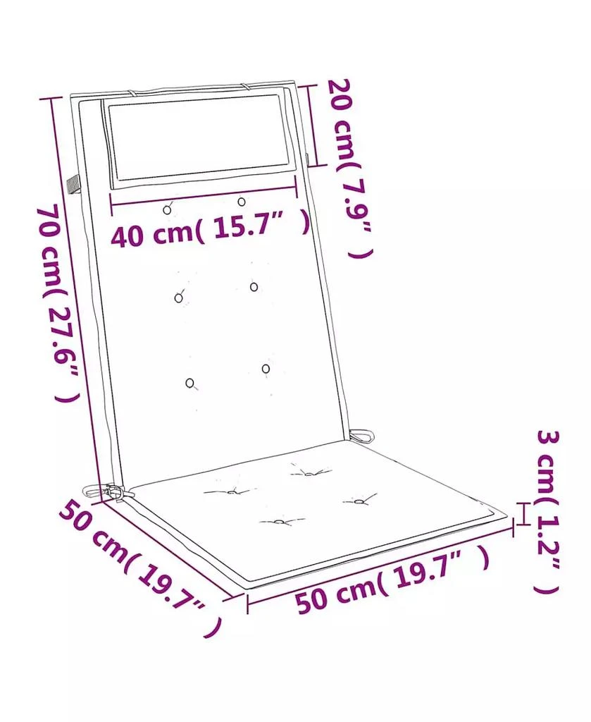 vidaXL Oxford Fabric 2 pcs Highback Chair Cushions 7