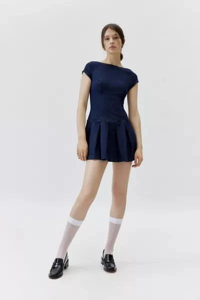 Urban Outfitters UO Bryan Bow-Back Pleated Denim Mini Dress 4