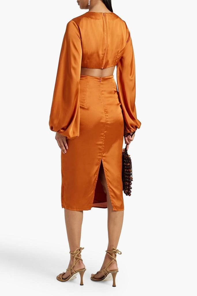 ANDREA IYAMAH Draped button-embellished satin midi skirt 3