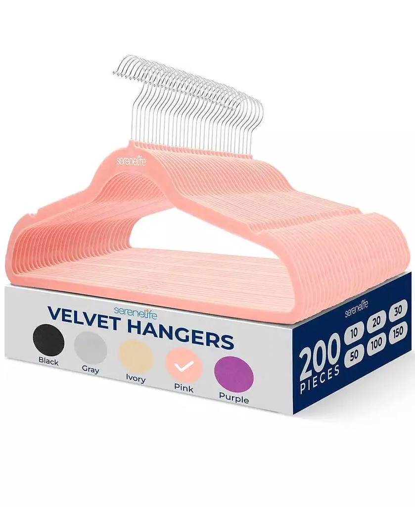 SereneLife 200-Pack Velvet Hangers – Non-Slip Felt, 360° Swivel Hook, Ultra-Thin 
Lightweight, Space-Saving for Shirts, Sweaters, Hoodies 
Dresses