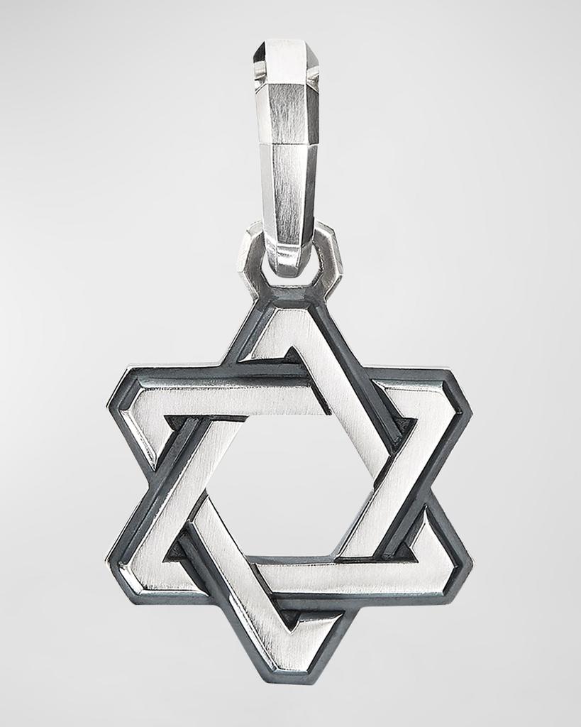 David Yurman Men's Deco Star of David Pendant with Diamonds in Silver, 24mm