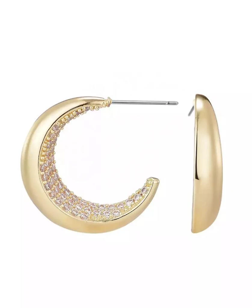 ADORNIA Gold Plated Crystal Lined Hoop Earrings