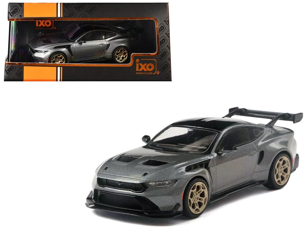 IXO 2025 Ford Mustang GTD Gray Metallic with Black Top 1/43 Diecast Model by  Models
