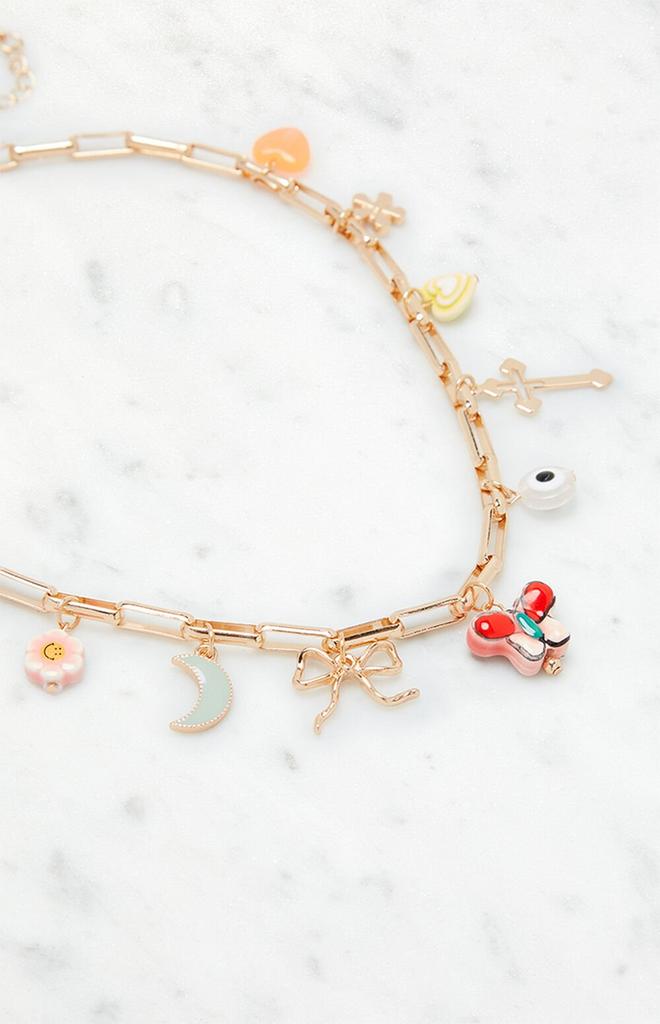 LA Hearts Bow Charm Necklace