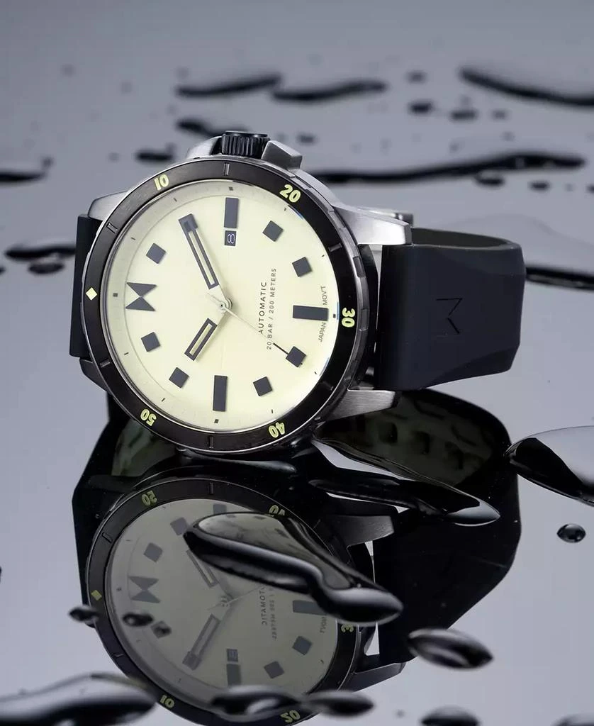 MVMT Men's Minimal Sport Automatic Black Silicone Strap Watch 45mm 3