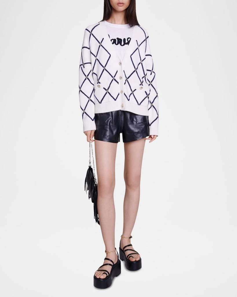 Maje Moove Diamond Jacquard Cardigan 2