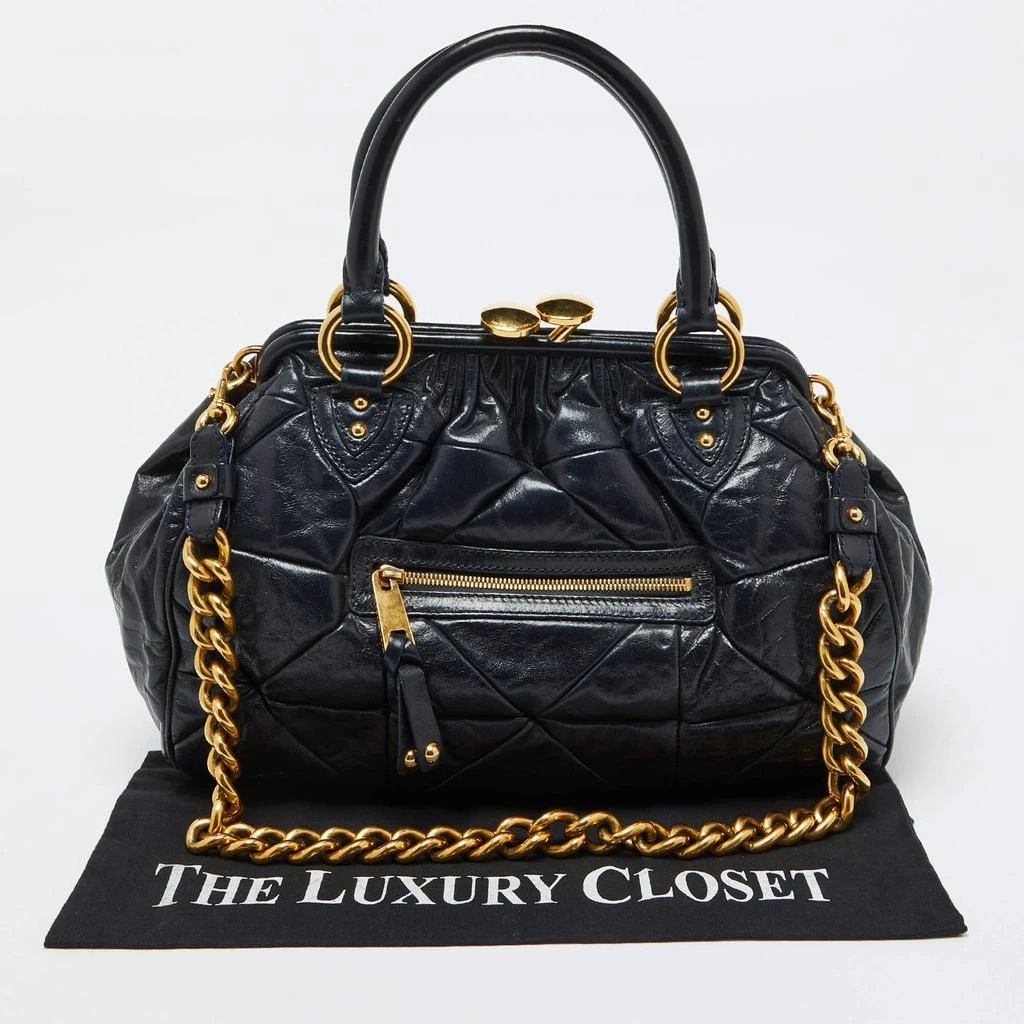 Marc Jacobs Marc Jacobs Navy Blue Quilted Leather Stam Satchel 15