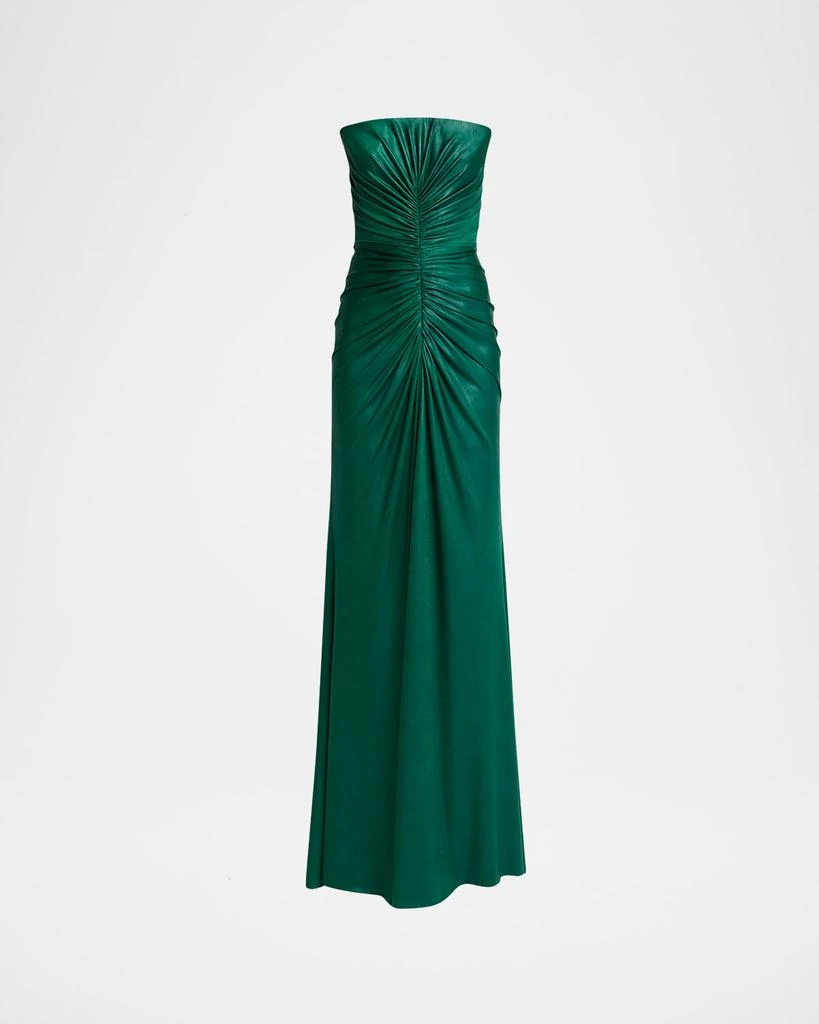 Elie Saab Strapless Ruched Coated Jersey Gown 1