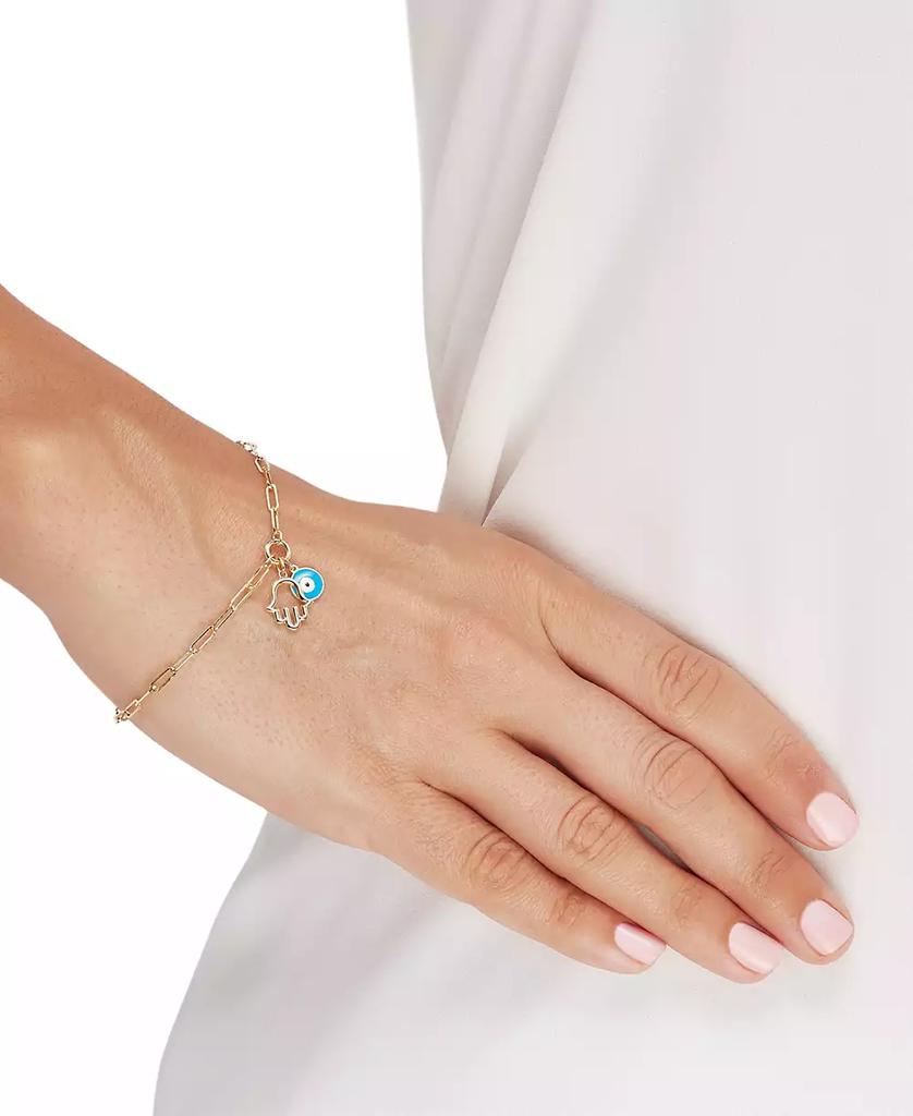 Macy
s Hamsa Hand 
Glass Evil Eye Charm Bracelet in 10k Gold