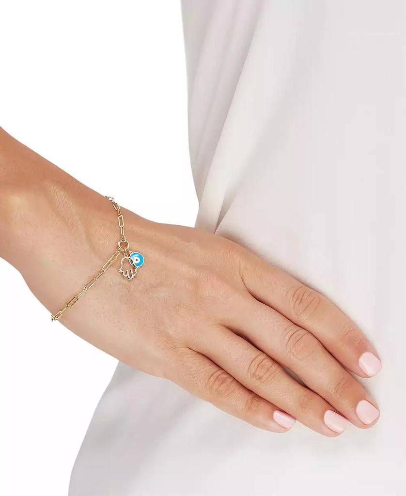 Macy's Hamsa Hand & Glass Evil Eye Charm Bracelet in 10k Gold 2