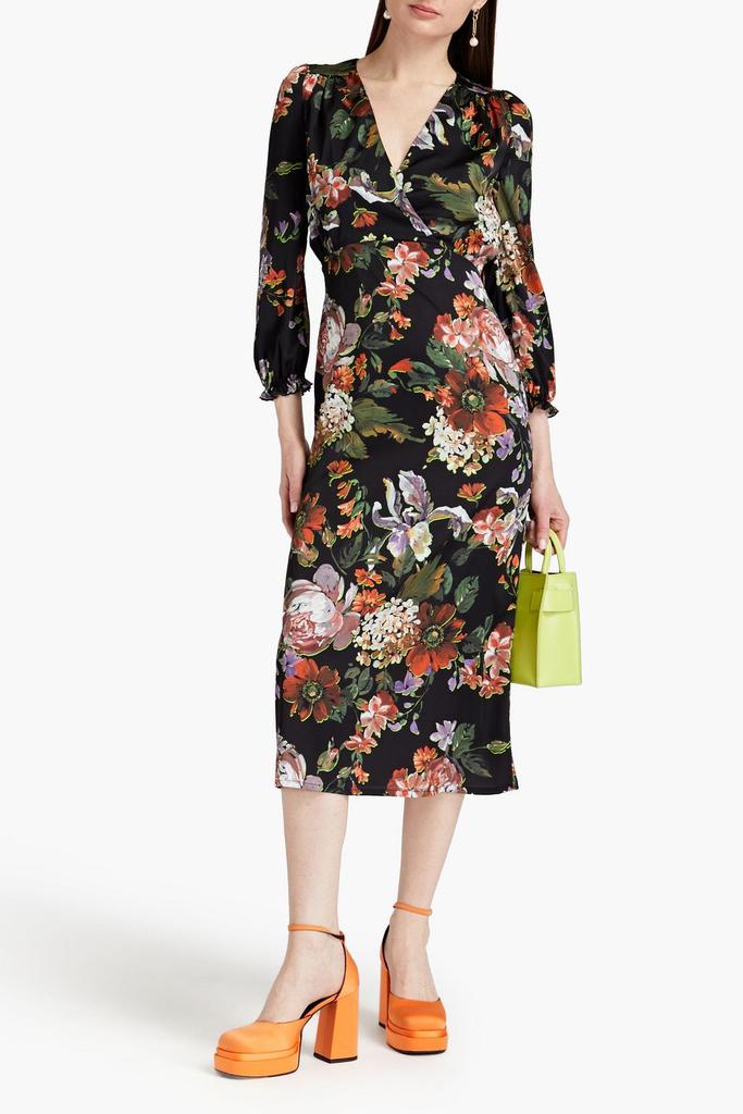 VIVETTA Floral-print stretch-satin midi dress