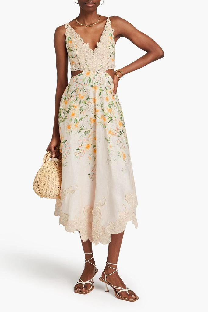 ZIMMERMANN Cutout floral-print linen midi dress 2