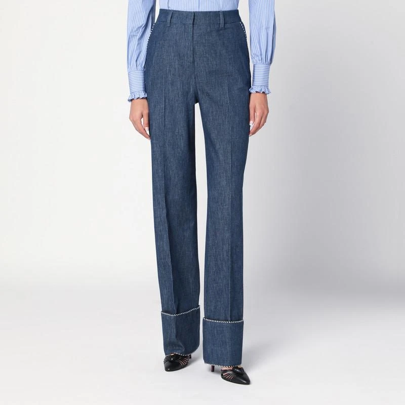 Valentino Blue trousers in Chambray Denim 1