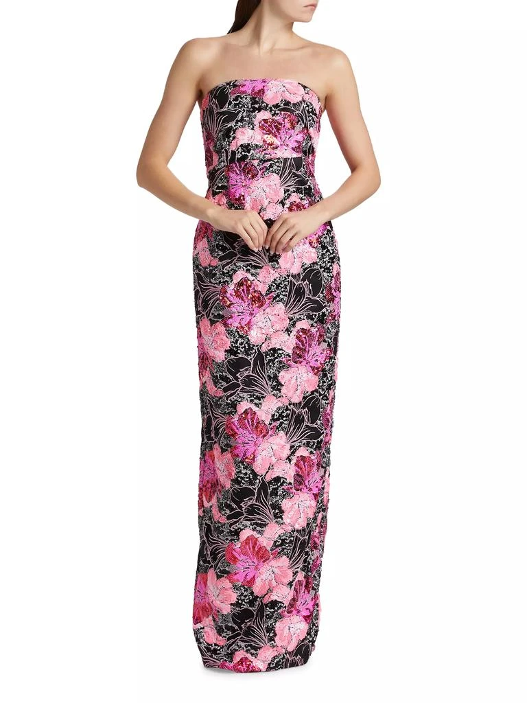 Rene Ruiz Collection Embellished Floral Strapless Column Gown 3