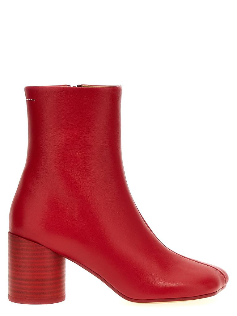 【MM6】Stitch-Out Leather Flat Ankle Boots MM6 Maison Margiela stitch-out Leather Ankle Boots | Black