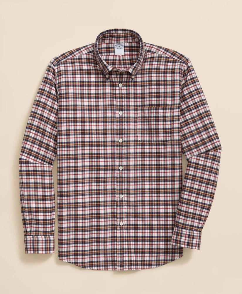 Brooks Brothers Portuguese Flannel Polo Button Down Collar, Multi-Check Shirt