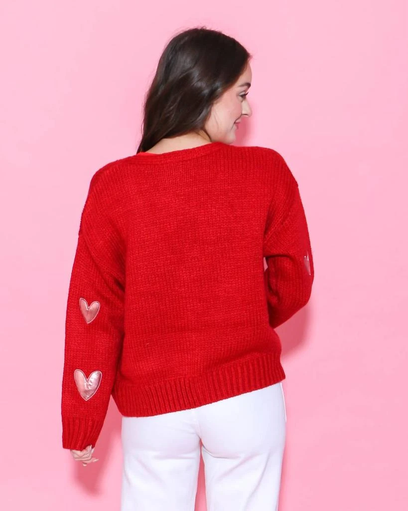 Ivy Jane Heart Felt Cardigan In Red 2