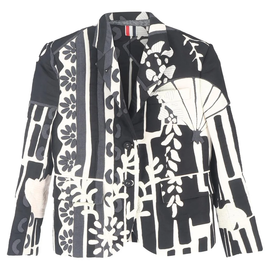Thom Browne Thom Brown Patterned Patchwork Blazer in Black and White Wool