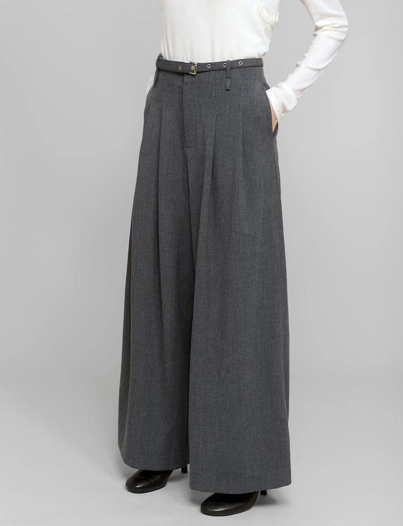 Pixie Market Smocking Grey Belted Wide Leg Pants 2