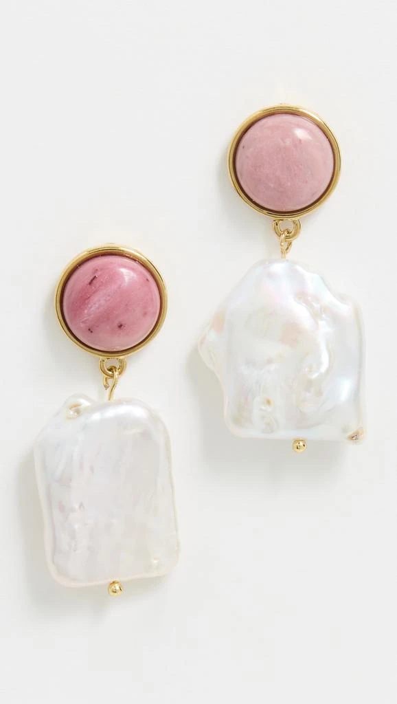 MAYAMAR Stone Pearl Earrings in Cherry Quartz 1