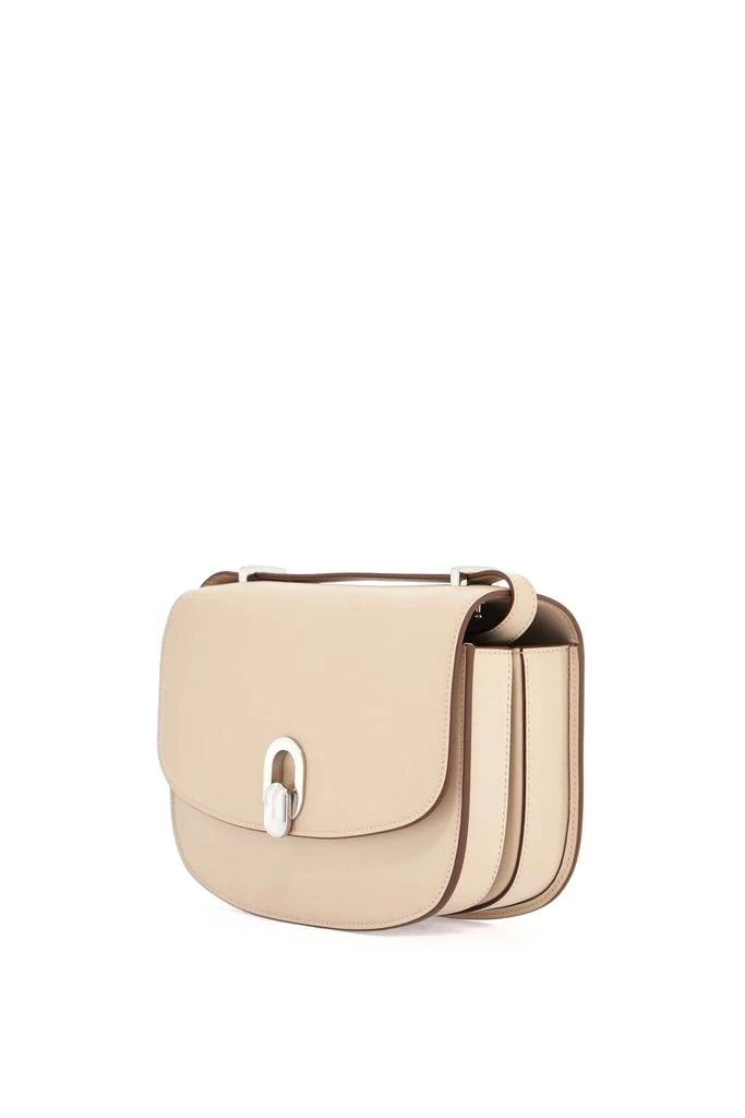 SAVETTE round shoulder bag 22 in bone calfskin with adjustable strap 3