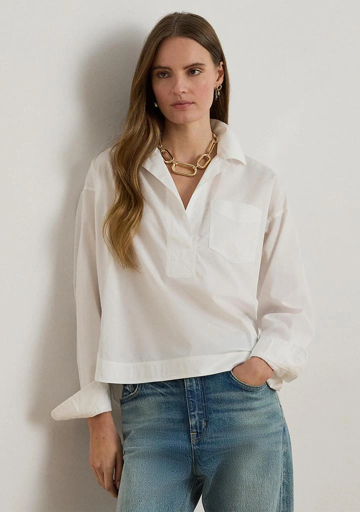 Ralph Lauren Cotton Broadcloth Cropped Shirt