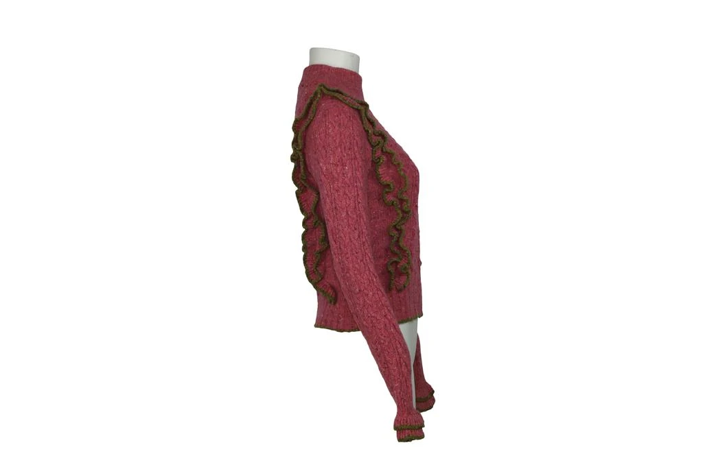 Philosophy by Lorenzo Serafini Philosophy Di Lorenzo Serafini Ruffle Cable-Knit Sweater in Pink Wool 3