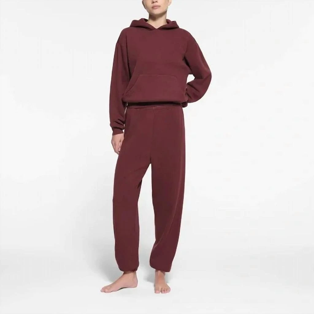 SKIMS Women Cotton Fleece Jogger In Oxblood 1