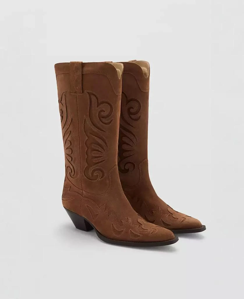 Mango Women's Cowboy Leather Boots 1