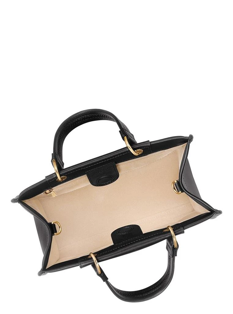 Longchamp Black Handbag With Embossed Logo On The Front And Adjustable And Removable Shoulder Strap In Leather Woman 2