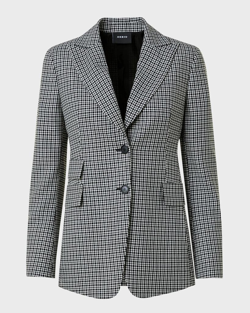 Akris Micro-Check Wool Blazer Jacket