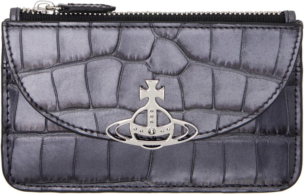 ★Vivienne Westwood★ Slim Flap Card Holder Black 54020001WS Crocodile Slim Flap Card Holder in BLACK | Vivienne Westwood®