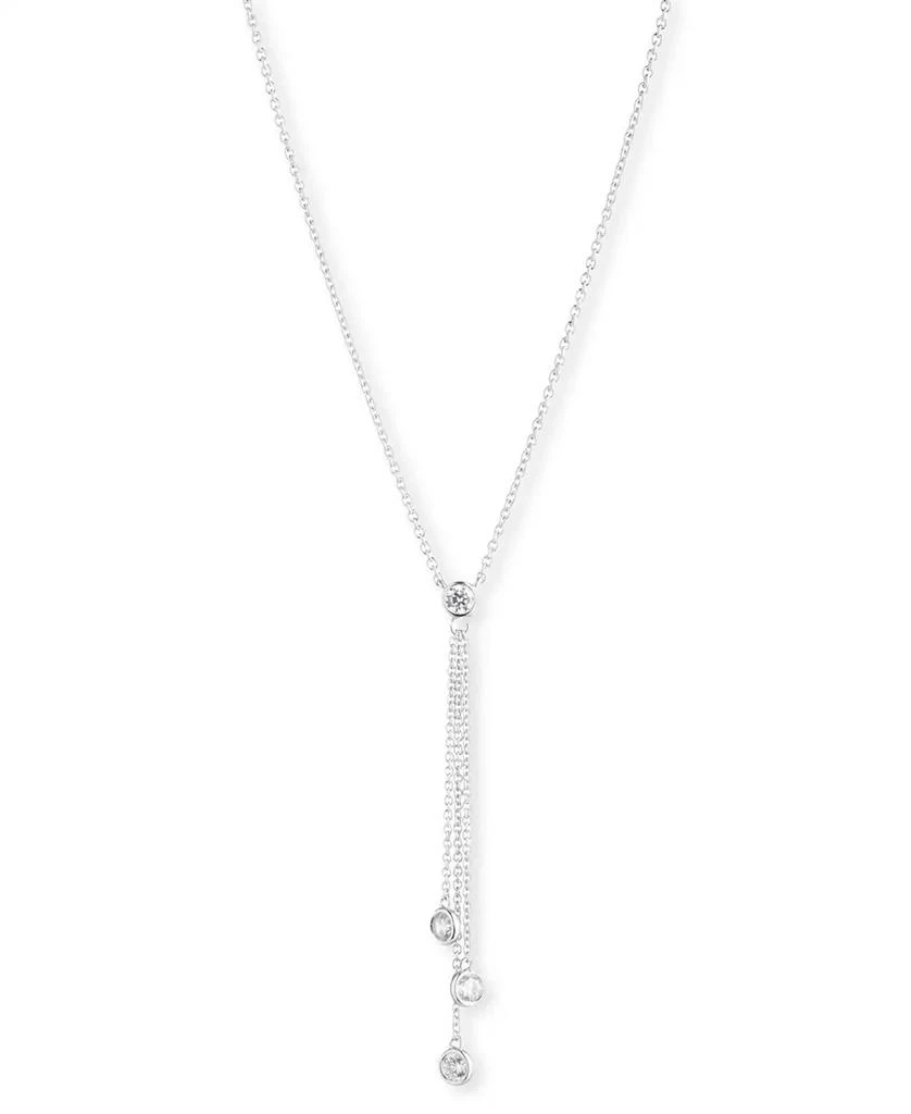 Ralph Lauren Lauren Sterling Silver Cubic Zirconia & Chain Fringe Lariat Necklace, 18" + 3" extender 1