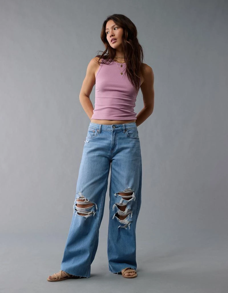AE AE Dreamy Drape Stretch Ripped Low-Rise Baggy Wide-Leg Jean 2