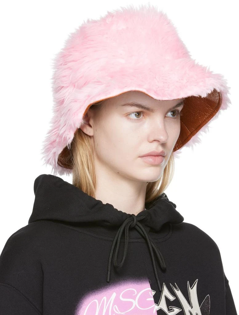MSGM Pink Faux-Fur Bucket Hat 2