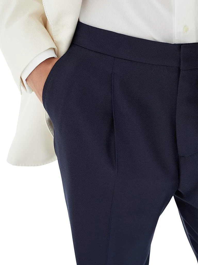Brunello Cucinelli Silk Diagonal Tuxedo Trousers with Pleat 4