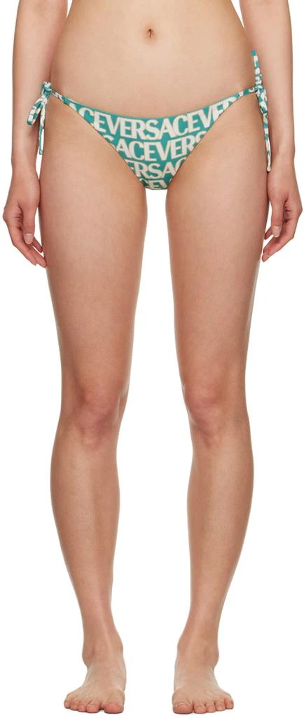 Versace Blue Allover Bikini Bottom 1