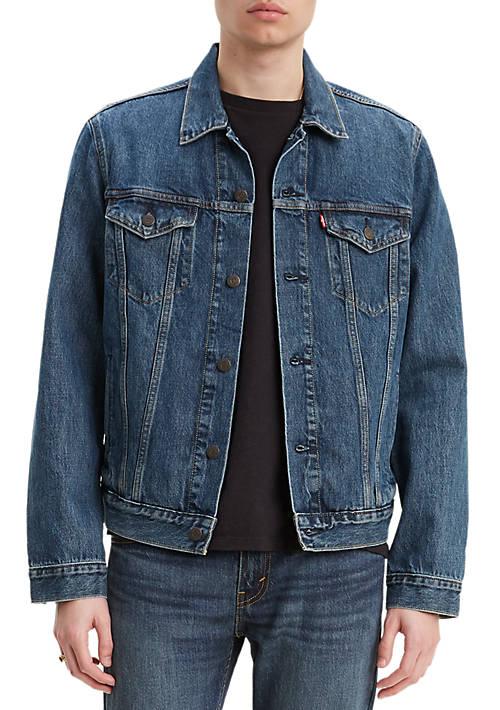 Shop Black Goat Skin Pocket Trucker Leather Jacket on Sale at