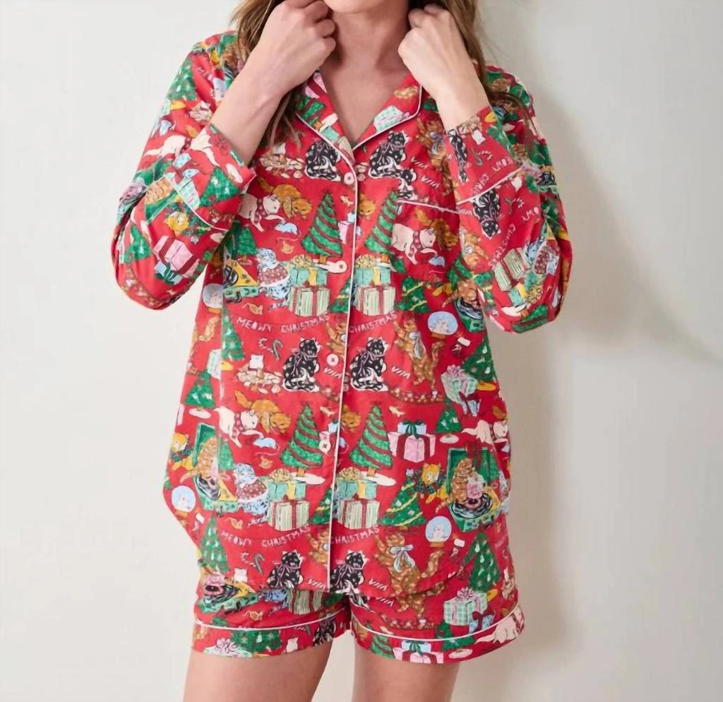 Printfresh Printfresh - Meowy Christmas Long Sleeve Top 
Shorts Set