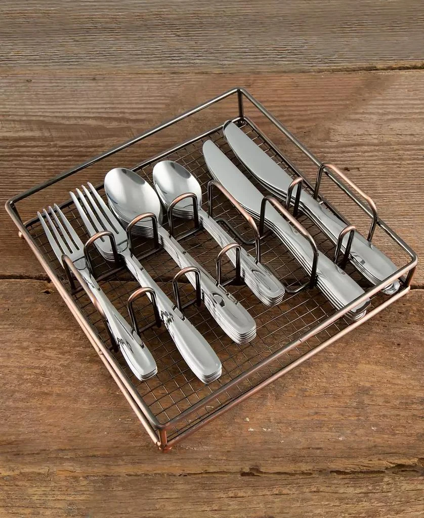 Cambridge Silversmiths Waylen Mirror 40-Piece Flatware with Rustic Buffet, Service for 8 4