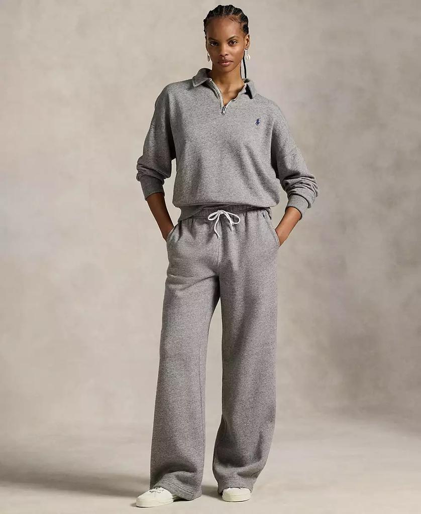 Ralph Lauren Women's Drawstring Fleece Wide-Leg Sweatpant