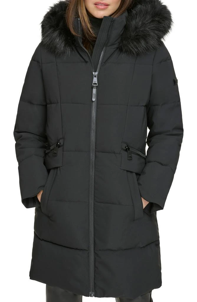 DKNY Puffer Jacket with Faux Fur Hood 1