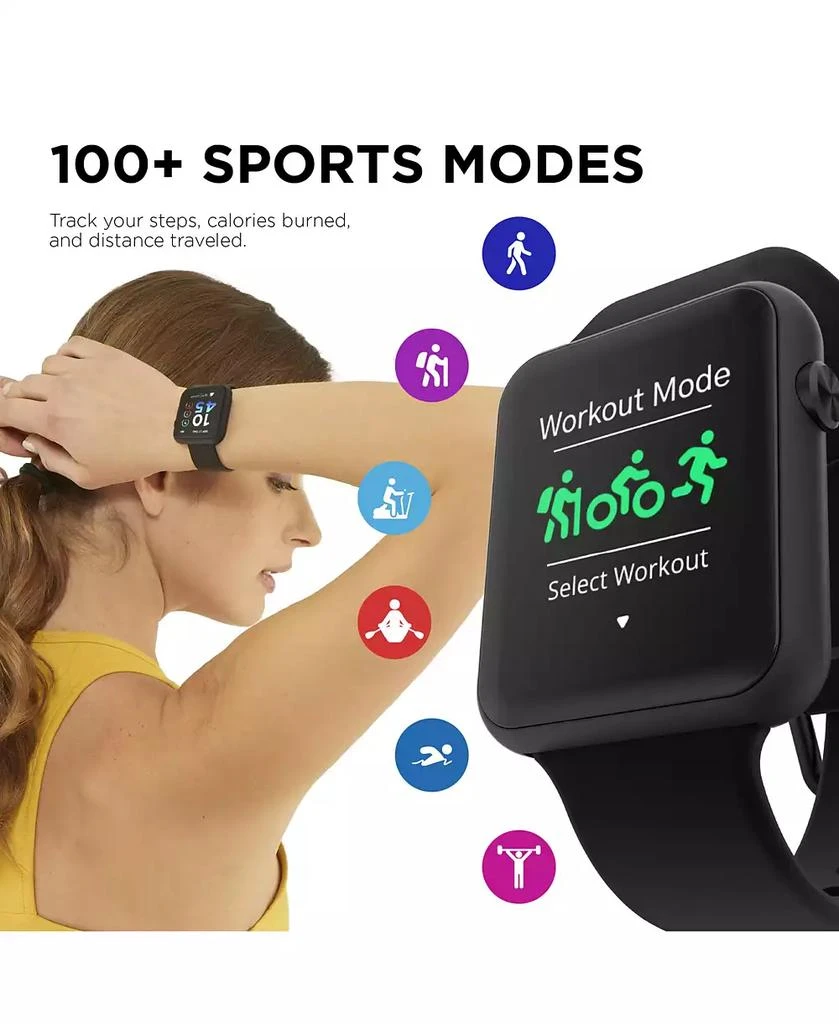 iTouch Air 4 Unisex Black Silicone Strap Smartwatch 4