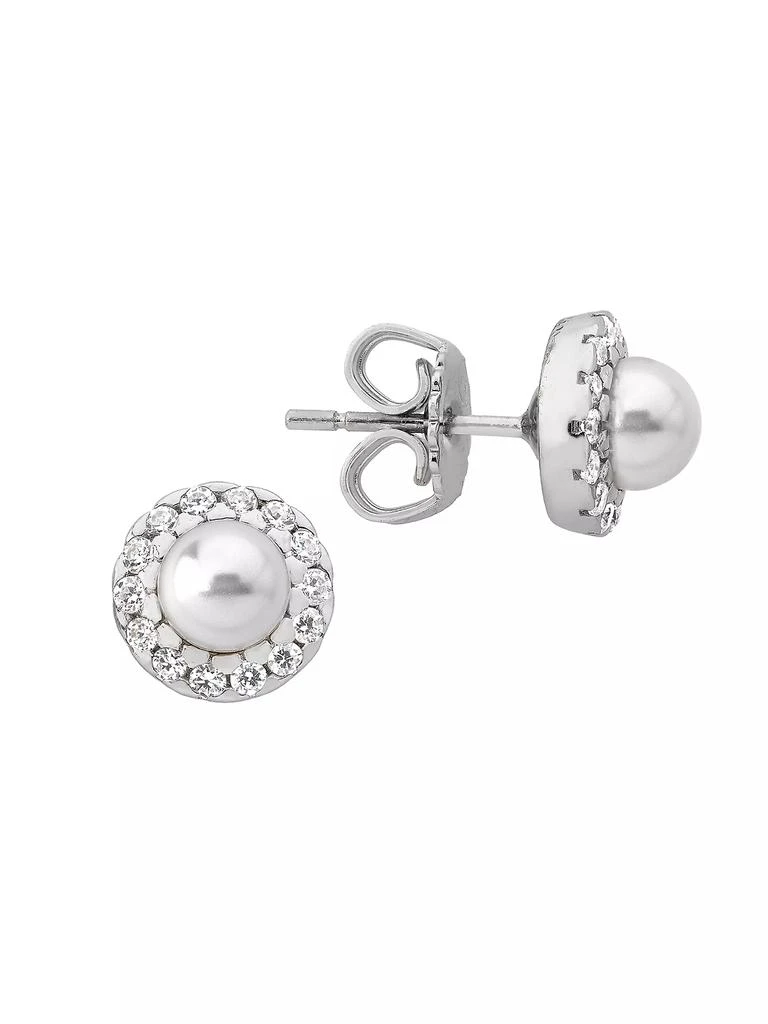 Majorica Cometa Rhodium-Plate, Crystal & Faux Pearl Stud Earrings 2