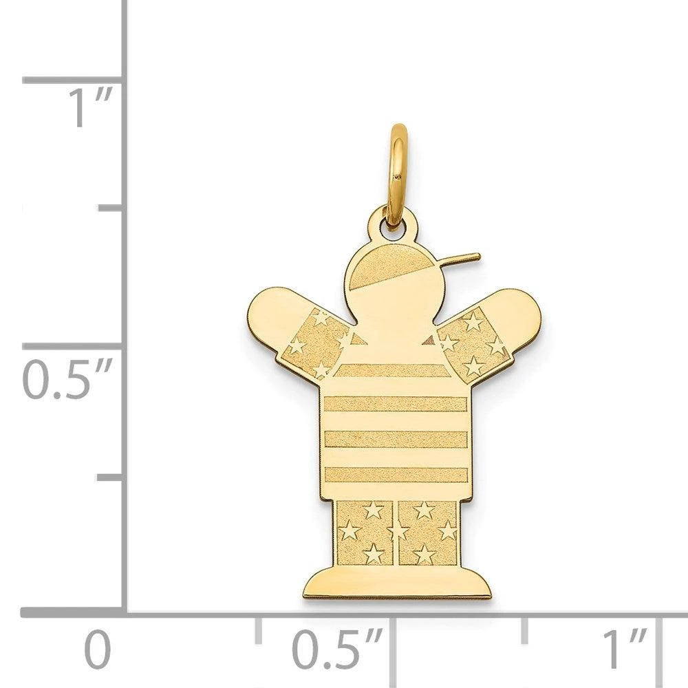 Diamond2Deal 14k Yellow Gold The Kids Small Stars and Stripes Boy Engravable Love Charm Pendant 3