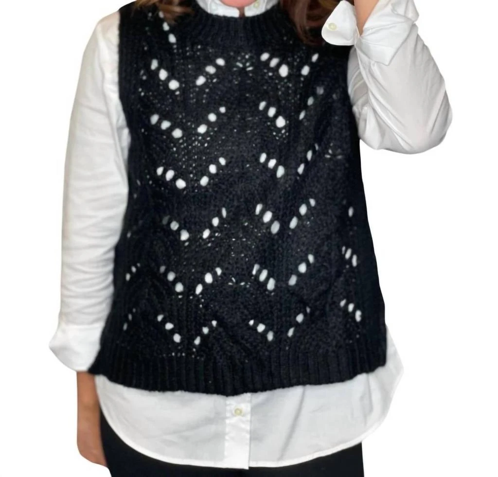 Molly Bracken Molly Bracken - Pointelle Crew Neck Vest 1