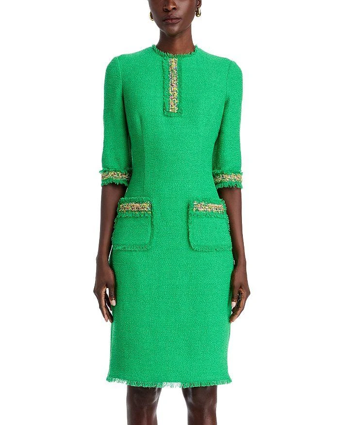Teri Jon Boucle Multicolor Yarn Trim Raw Edge Finish Dress 7