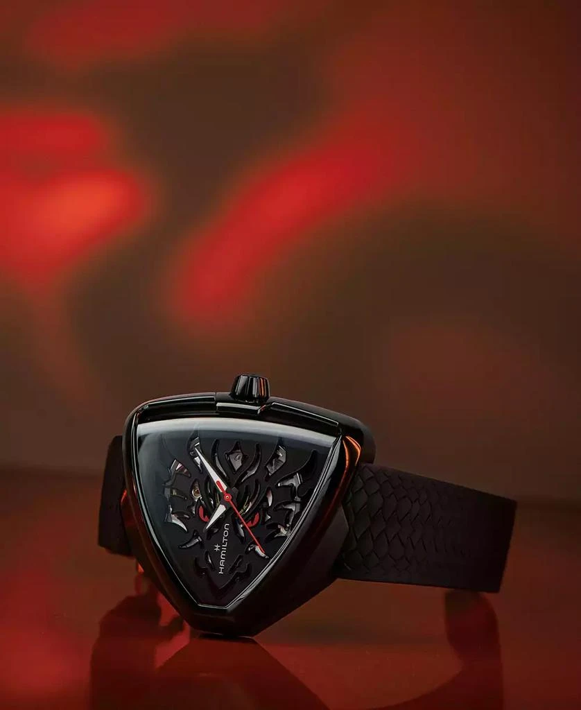 Hamilton Men's Swiss Automatic Ventura Elvis80 Dragon Black Rubber Strap Watch 43x45mm 4